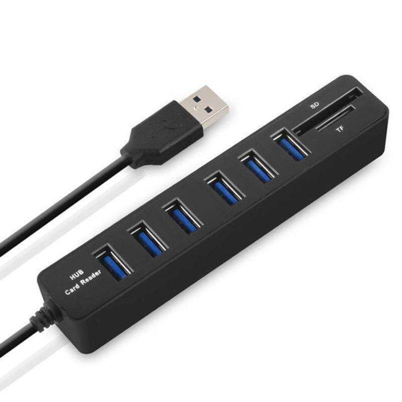 Hot Sellers 6 Port High Speed USB 2.0 Hub 8 Port With SD TF Memory Card Reader 3ft Cord