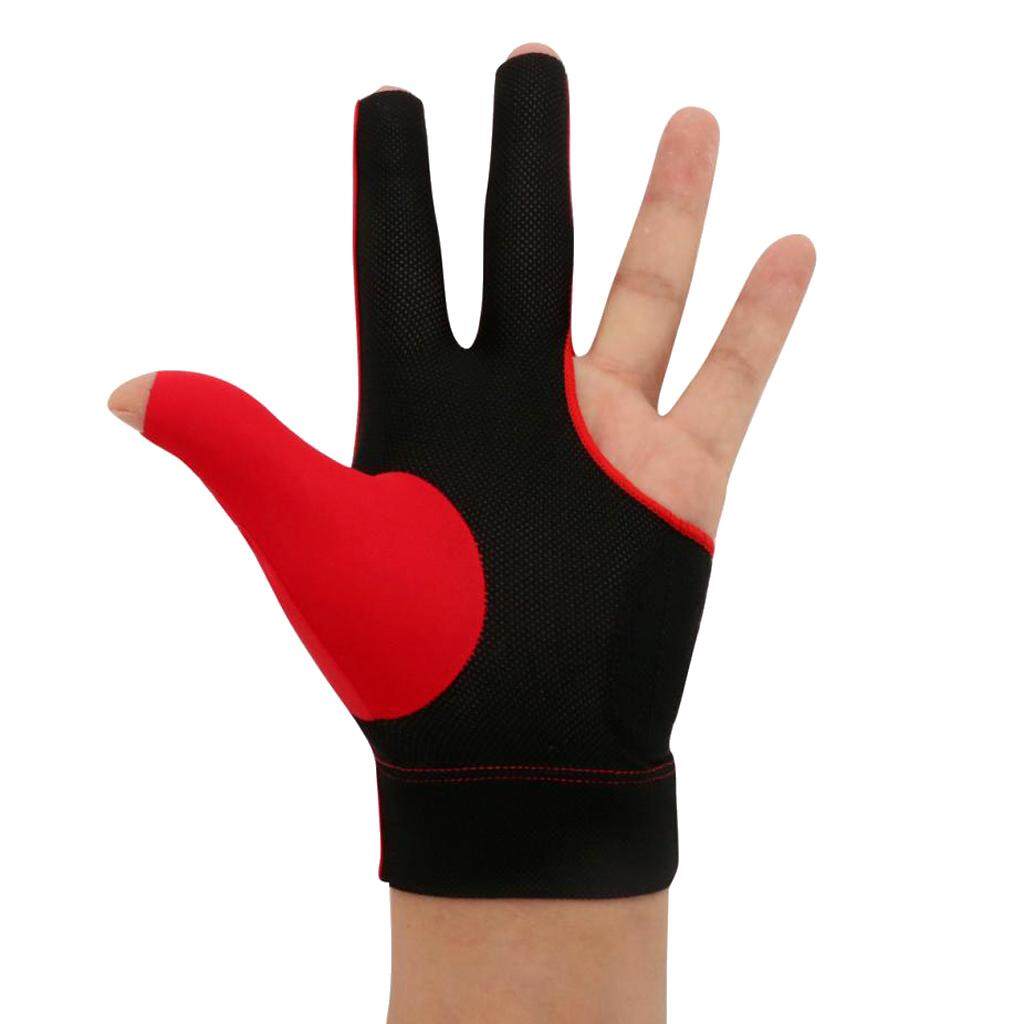 3 Fingers Left Hand Billiard Snooker Gloves for Snooker Pool Cue Blue Red