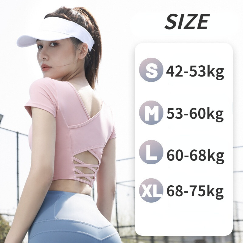 SUPERFLOWER Smukke Back Cross Yoga Slim Sports Overdele med BH-puder Elastisk Hurtigtørrende Fiess Kortærmede T-shirt_voghion.com