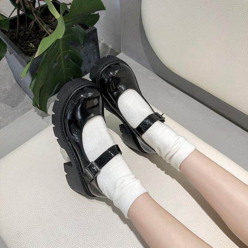 LMI311 Giày Da Nhỏ Nhật Bản Nữ Anh Retro Phong Cách Đại Học Giày Cao Gót Đế Dày Tăng Đế Dày Sinh Viên Đồng Phục JK Mary Jane Giày Đơn Xu Hướng giá rẻ