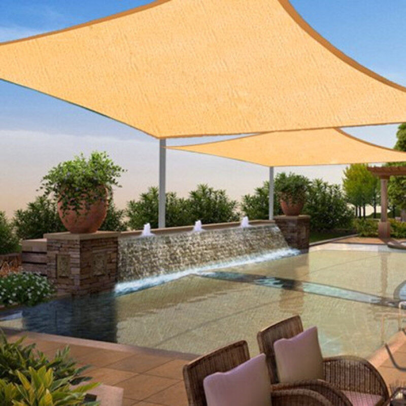 HDPE Sun Shade Sail Canopy Rectangle 2x4m Sand Brown UV Blocking Outdoor Garden Sun Shelter Protection