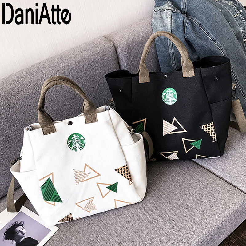 OLANG Women's bag white canvas bag 2020 student handbag fashion large capacity one-shoulder diagonal bag
