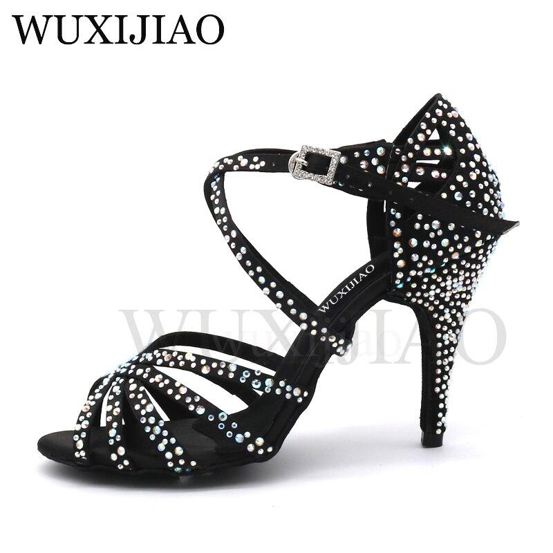 Women Party Dance Shoes Satin Shining rhinestones Soft Bottom Latin