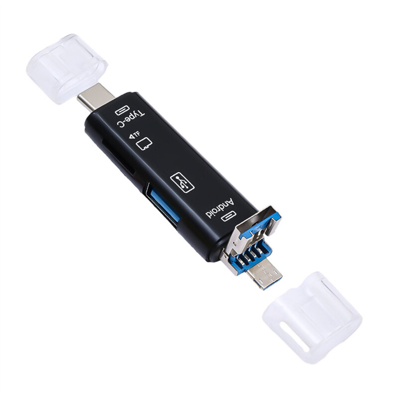 5 in 1 multifunction usb 2.0 type c usb /micro usb tf sd memory card reader otg card reader adapter mobile phone accessories