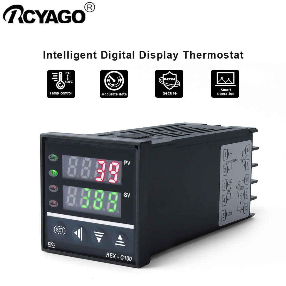 Rcyago temperature controller ssr sensor temp control 220v temperature rex -c 100 0~400°ck input:type output ssr