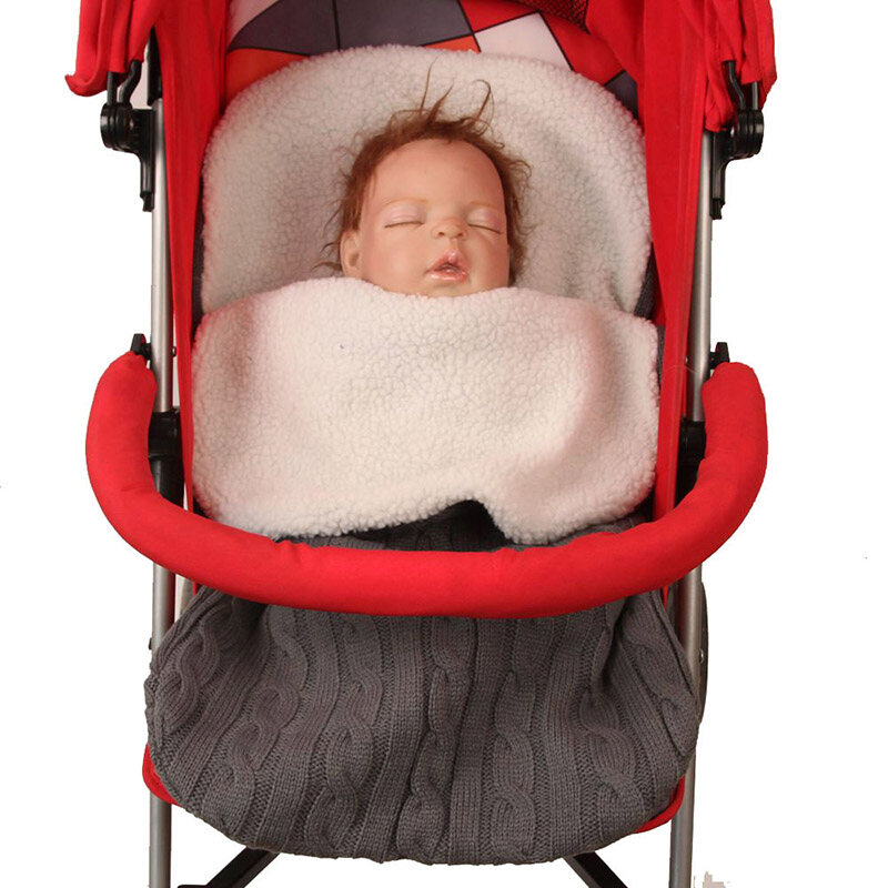 HS Baby plush sleeping bag thickened knitted warm sleeping bag