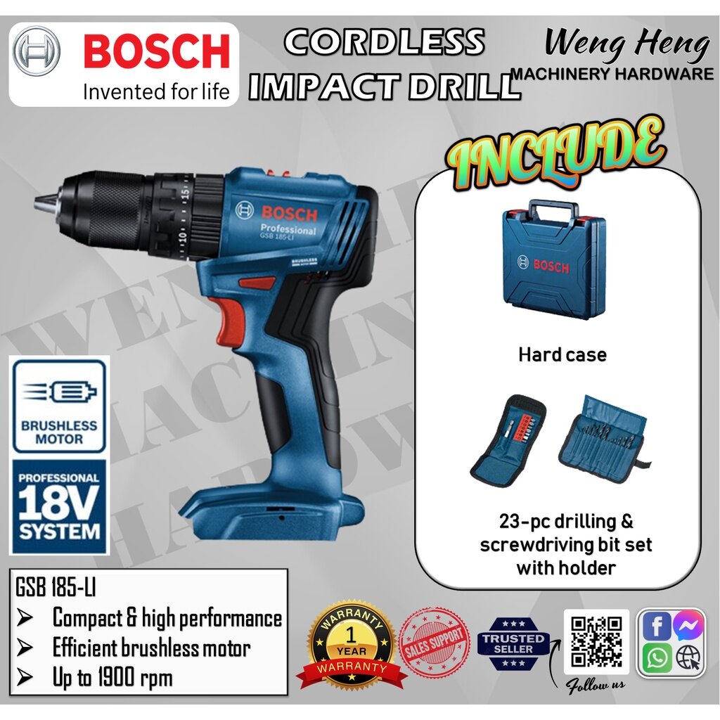 100 Genuine Bosch 18V Professional Brushless Cordless Drill/ Screwdriver Model GSB185LI
