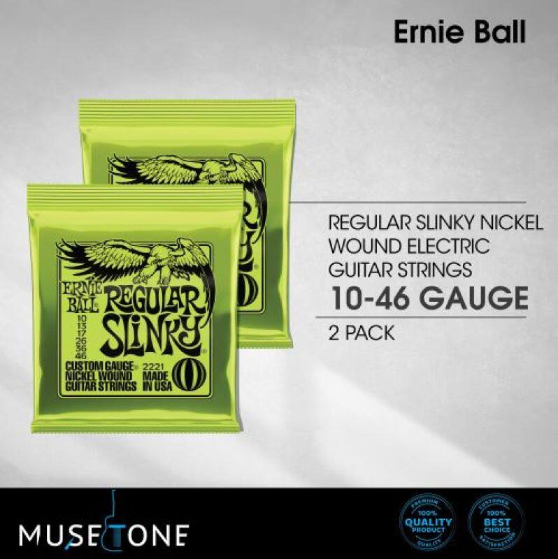 Ernie Ball 2221 Regular Slinky Nickel Wound Electric Guitar String 10-46 (2 Sets) Malaysia
