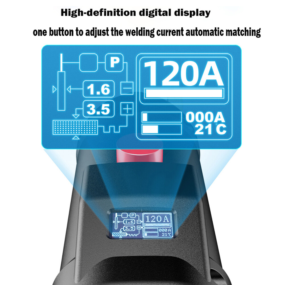 Smart Sensor 220 V 3000W Handheld Portable Electric Welding Machine Home Automatic Digital Intelligent Welding Machine Current Thrust Adjustment Knob Suitable for 2.5/3.2mm Electrode 2~14mm Welding Thickness