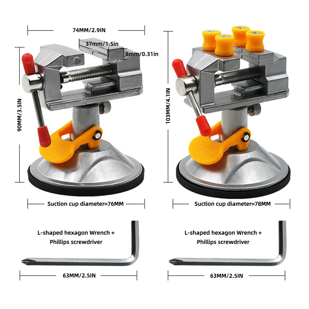 【Ready Stock】Original Aideepen Hand Tools Suction Cup Mini Vise Vise 360 Degree Rotatable Small Vises Mini Walnut Clamping Tools Universal Suction Cup Vise
