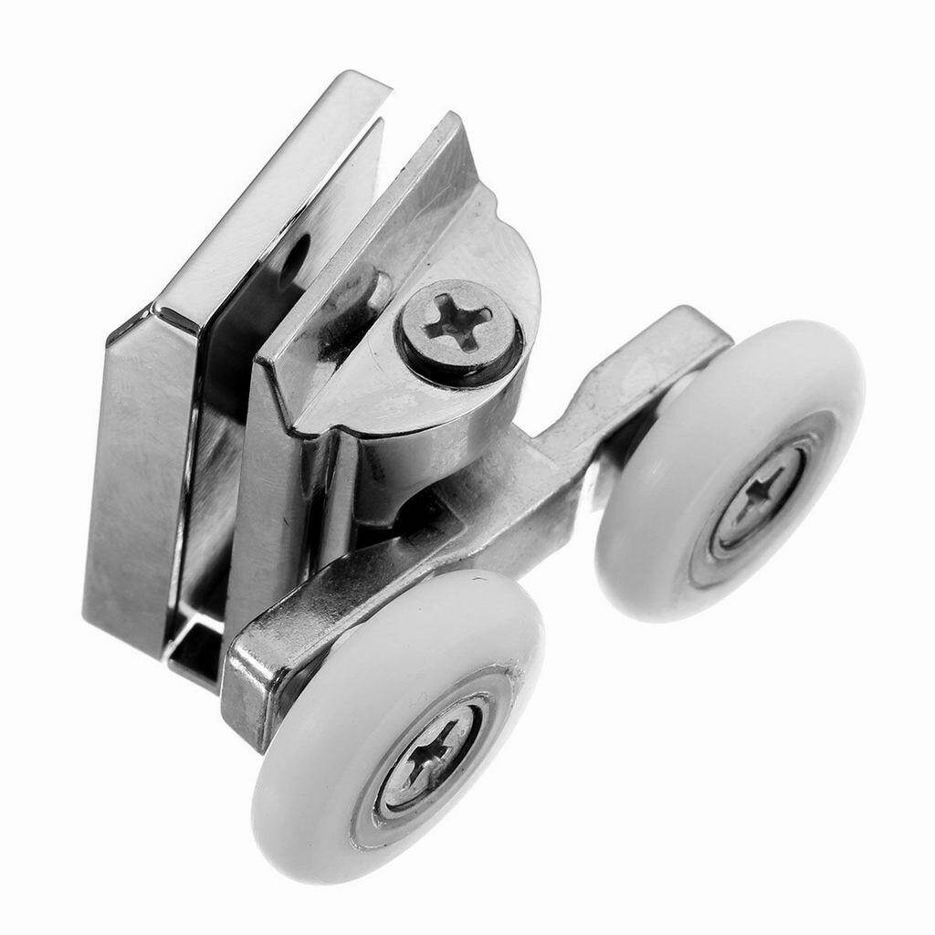 Baoblaze 4Pcs Double Sliding Shower Door Glass Upper Rollers Runners Wheels 23mm