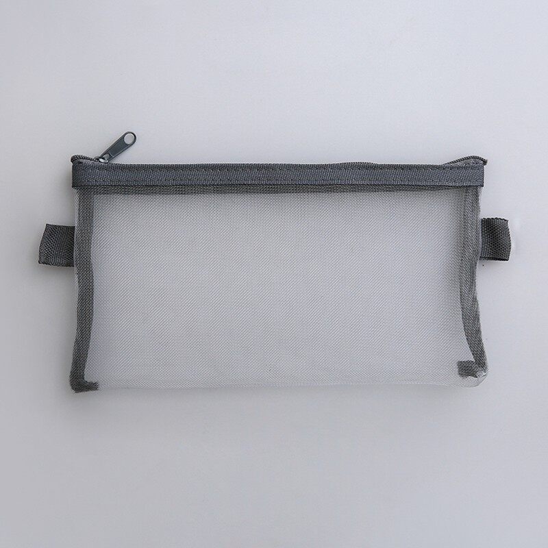 Simple Transparent Mesh Student Pencil Bag Large Capacity Zipper Pencil Case