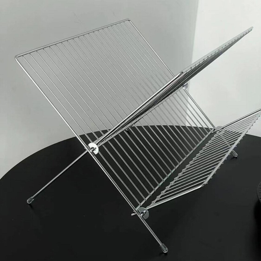 Large Dish Drying Rack M ulti-functional Foldable Cup Drainer 2-Tier Strainer Holder Tray Stainless Steel Kitchen Accessories