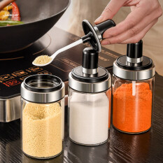 Lọ gia vị Sweejar – Hộp đựng dầu, gia vị thủy tinh có nắp và thìa dính hộp đựng nhà bếp (Sản phẩm chỉ bao gồm 1 cái)