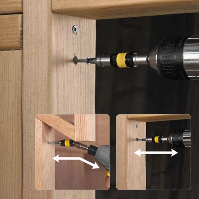 Magnetic Screw Drill Tip Adjustable Pivot Screwdriver Bit Holder 1/4" Hex Shank Electric Quick Change Locking Guide Drill Extensions Adapter