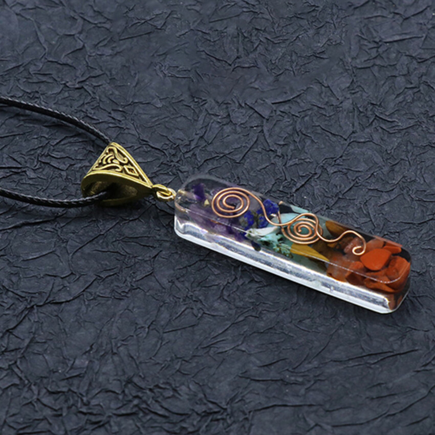 Seven Chakra Meditation Necklace, Organic Stone Chakra Natural Energy Pendant, Crystal Necklace With String, Fashion Jewelry