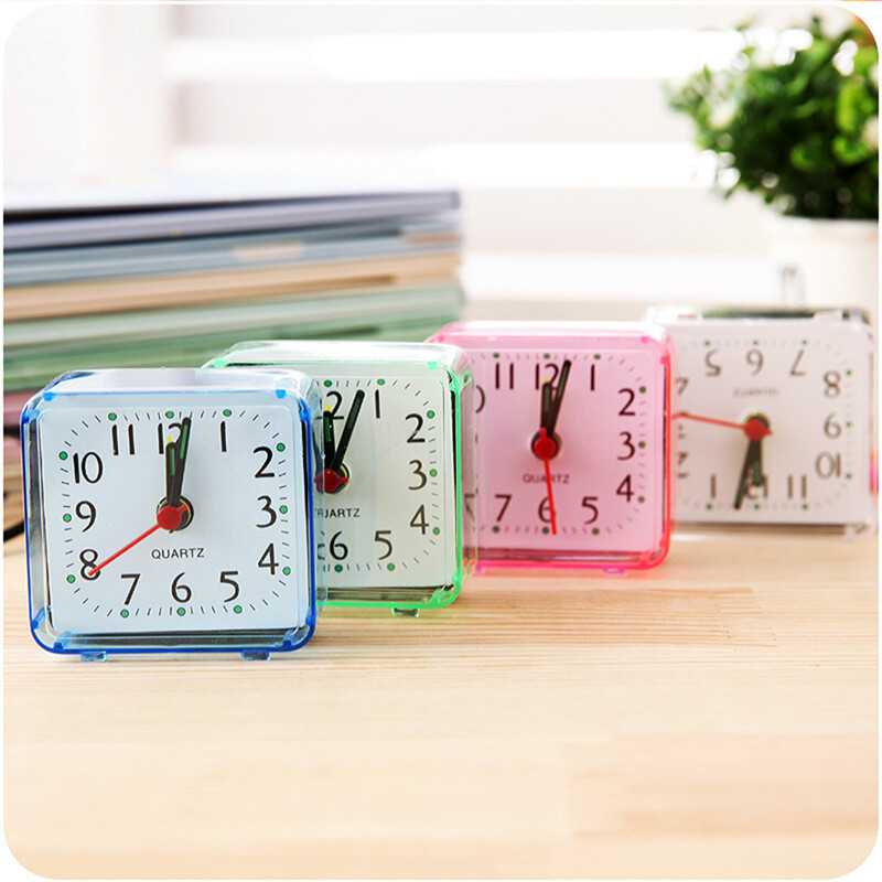 NEW Cute Student Alarm Clock Square Bedside Compact Clock Desktop Decor Clock