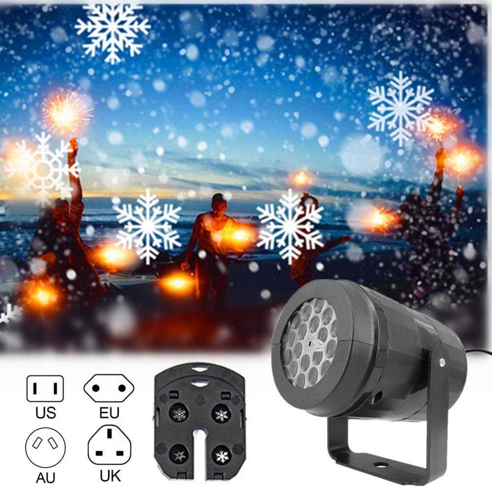 {hot} Led Snowflake Projector Light Rotating Pattern Landscape Decoration Lamp For Christmas Halloween Party
