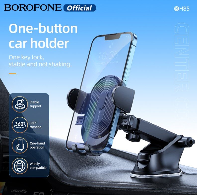 Borofone bh85 universal car mount cellphone holder 360 rotation one touch stretch type center console holder for 4.7-7 inch all smartphone