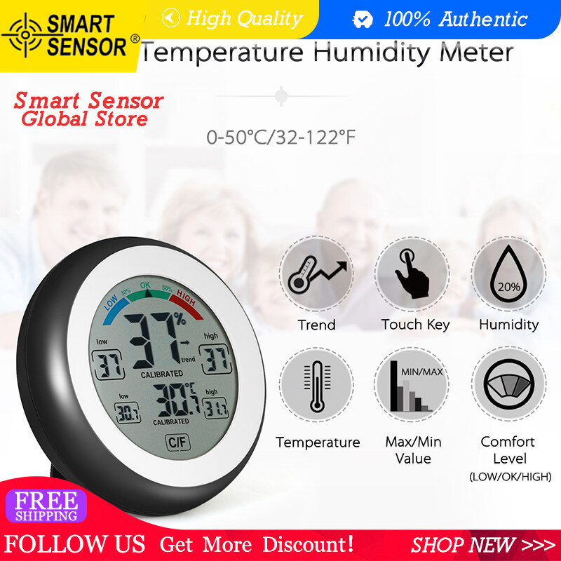 Smart Sensor °C/°F Digital Ther-mometer Hygrometer Temperature Humidity Meter Max Min Value Trend Display