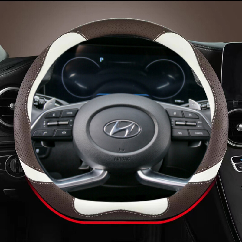 Microfiber leather d shape car steering wheel cover for hyundai creta ii 2021 2022 2023 auto accessories