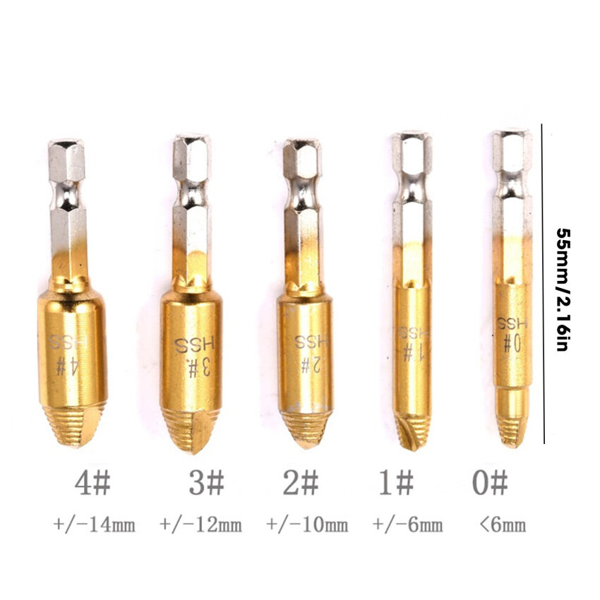 5 Cái/bộ Mũi Khoan Tháo Vít Hư Hỏng Dụng Cụ Tháo Vít Bu Lông Gãy Bộ Mũi Khoan Vít Lục Giác Gãy Dễ Dàng Và Nhanh Chóng