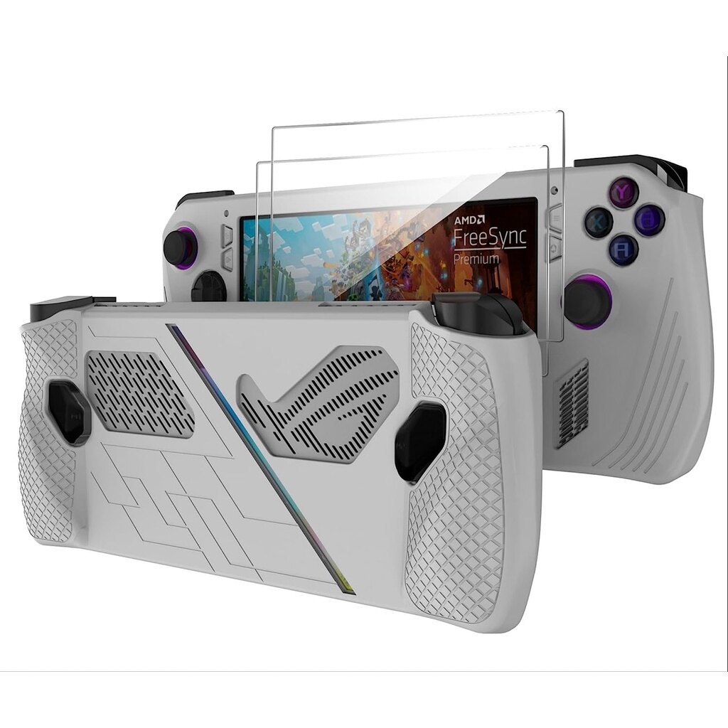 Silicone Protective Cover for Asus Rog Ally Console with 2pcs Protective Film, Shockproof Soft Skin Case Game Console Full Body Dockable Case
