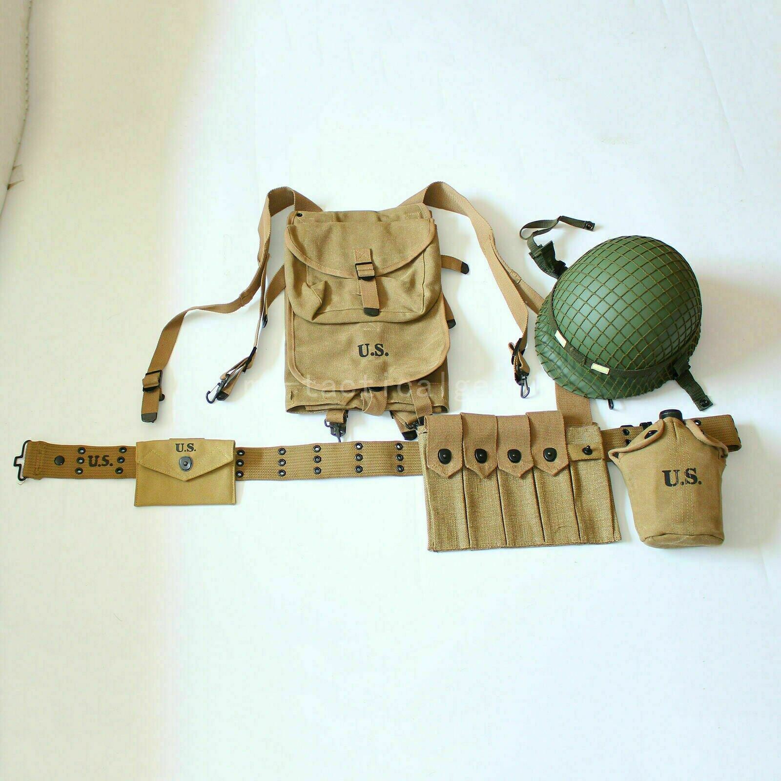 WORLD WAR II WW2 US ARMY M1 HELMET THOMPSON MAGAZINE M36 1928 HAVERSACK
