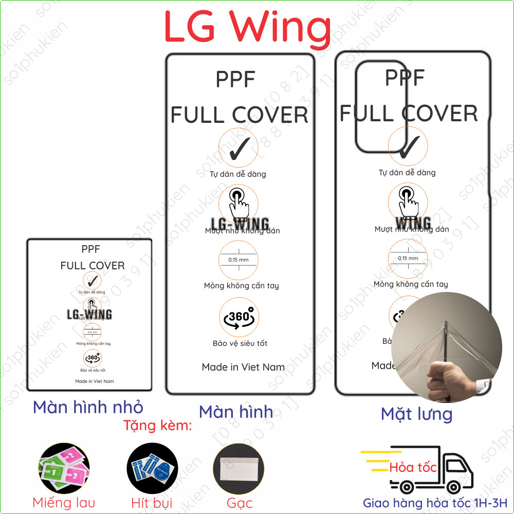 Dán PPF LG Wing 5G loại trong, nhám dành cho màn hình, mặt lưng