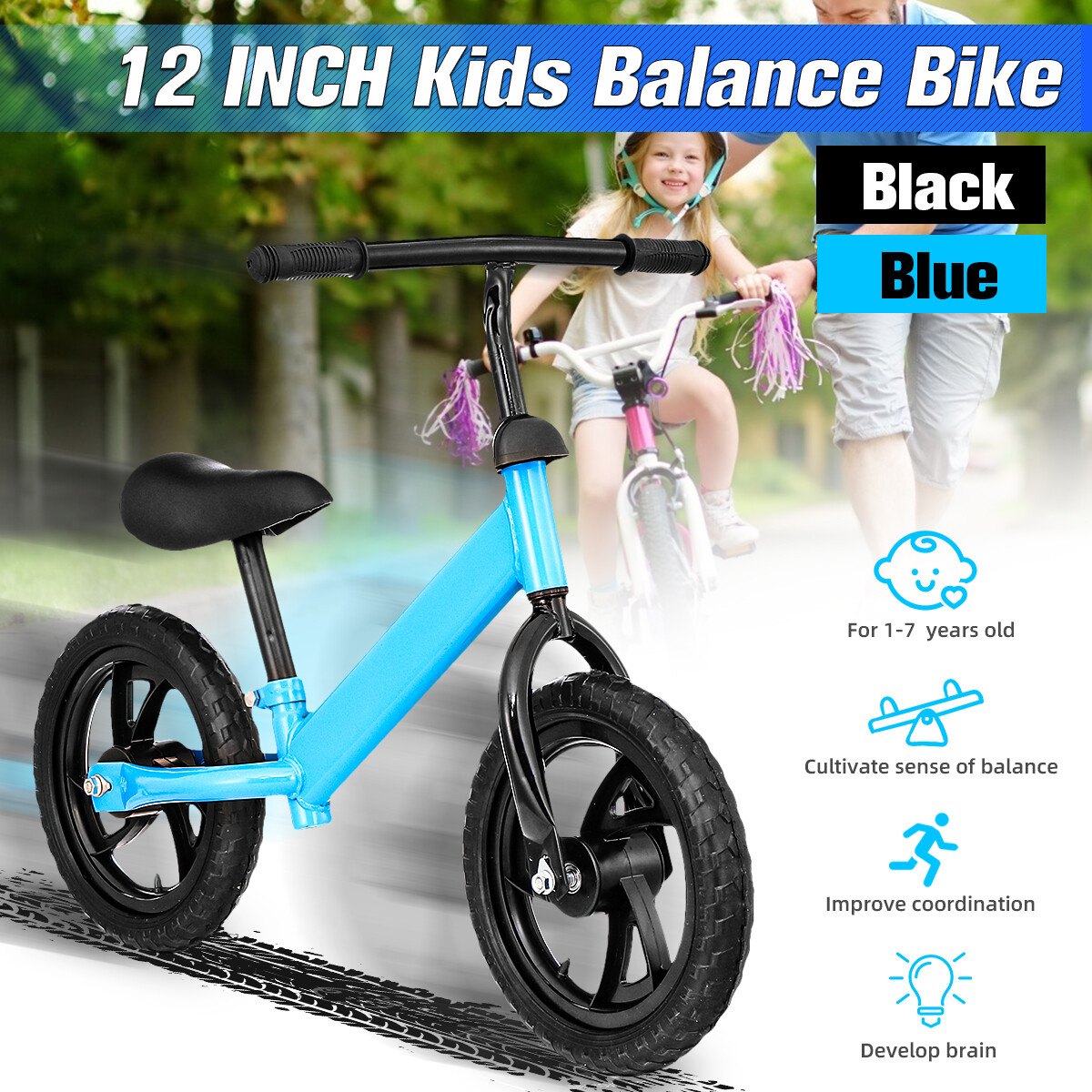 12 Sports Inch Kids Bike Adjustable Seat Height Balance Training