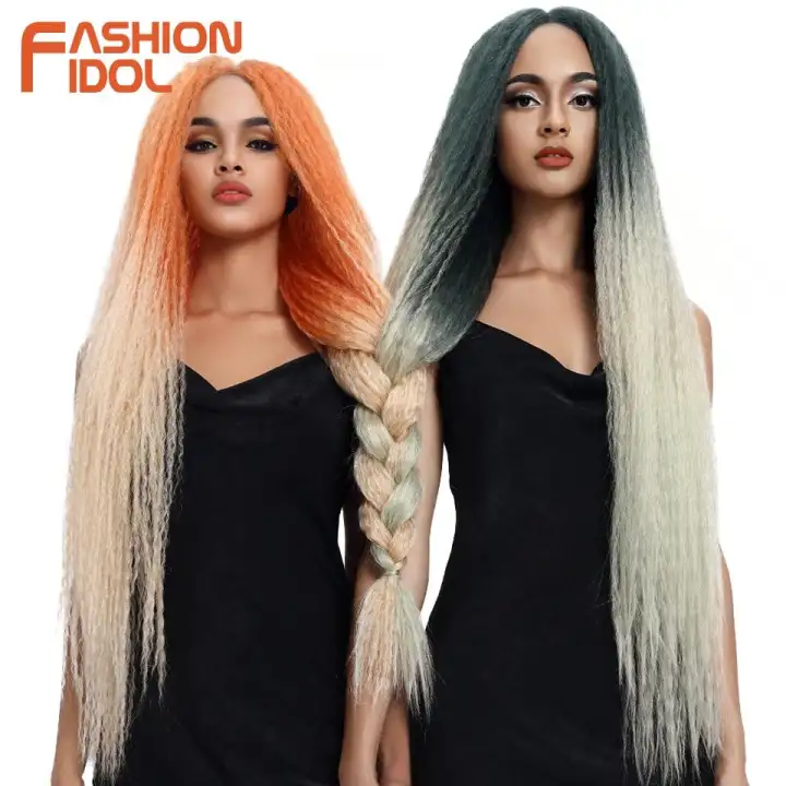 Fashion Idol Afro Kinky Straight Hair Weave Long Braided Wig