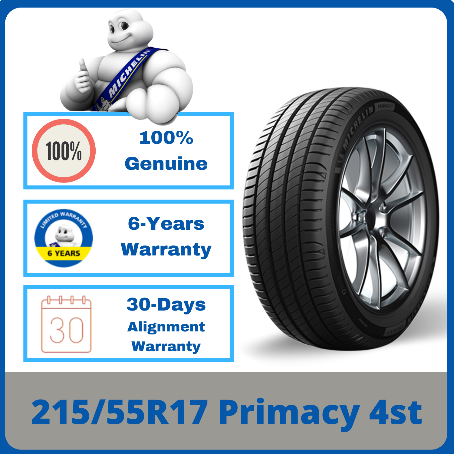 1 New Michelin Primacy 3-215/55r17 Tires 2155517 215 55 17