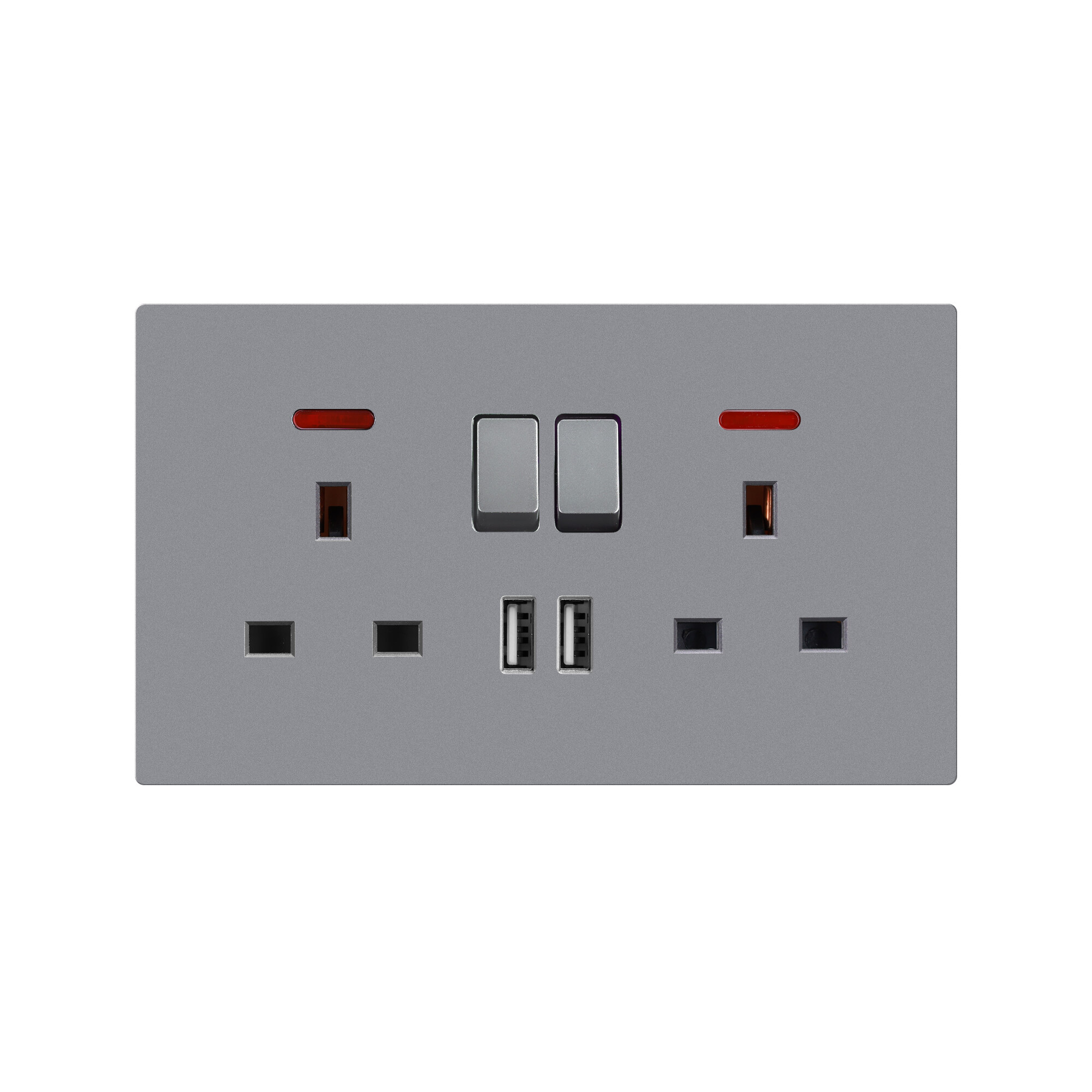 FLKL Wall Power Socket Universal 5 Hole 2.1A Dual USB Charger Port