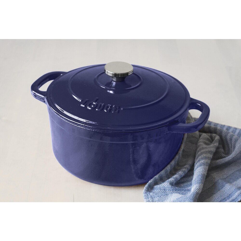 Lodge Cast Iron 5.5 Quart Enameled Dutch Oven, Indigo