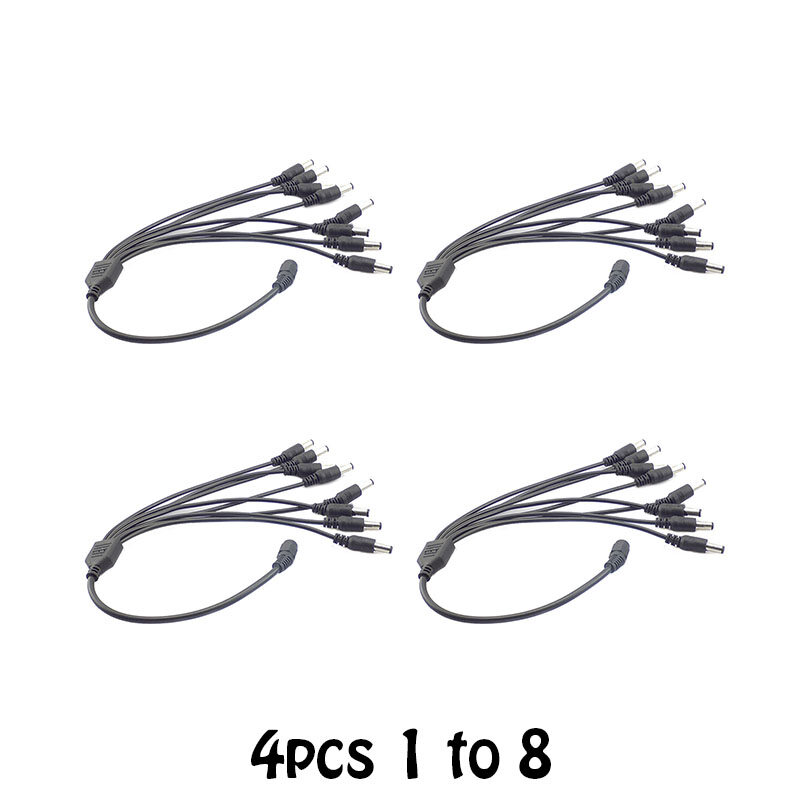 1pcs/4pcs 2.1*5.5mm 1 female to 2 3 4 5 8 male dc power dispenser plug cctv monitoring camera accessories power adapter 12v