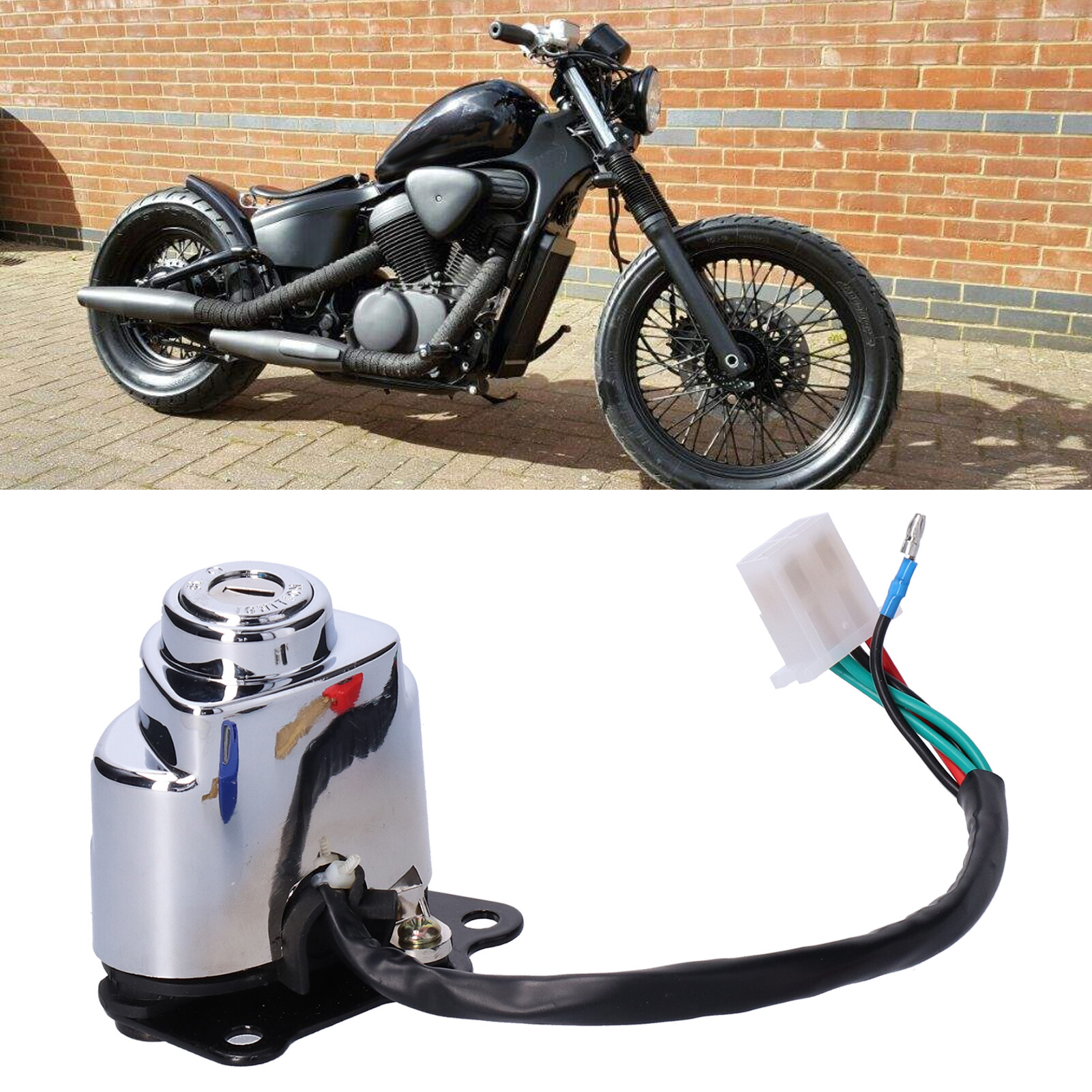 Motorcycle ignition switch lock with 3 colors keys fit for honda shadow vt600 vt400 vt750 steed vlx 400