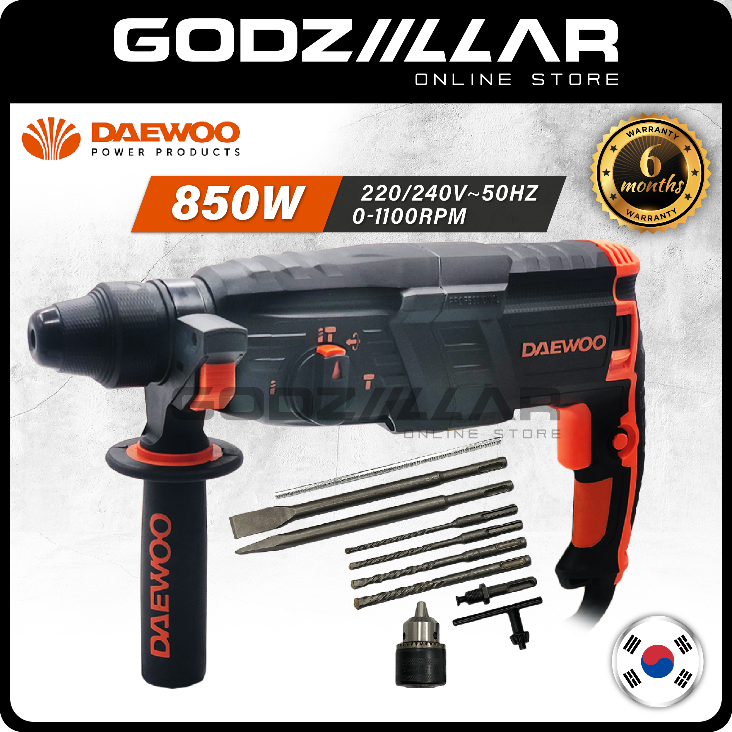 DAEWOO 850W 4 IN 1 Rotary Hammer DARH 