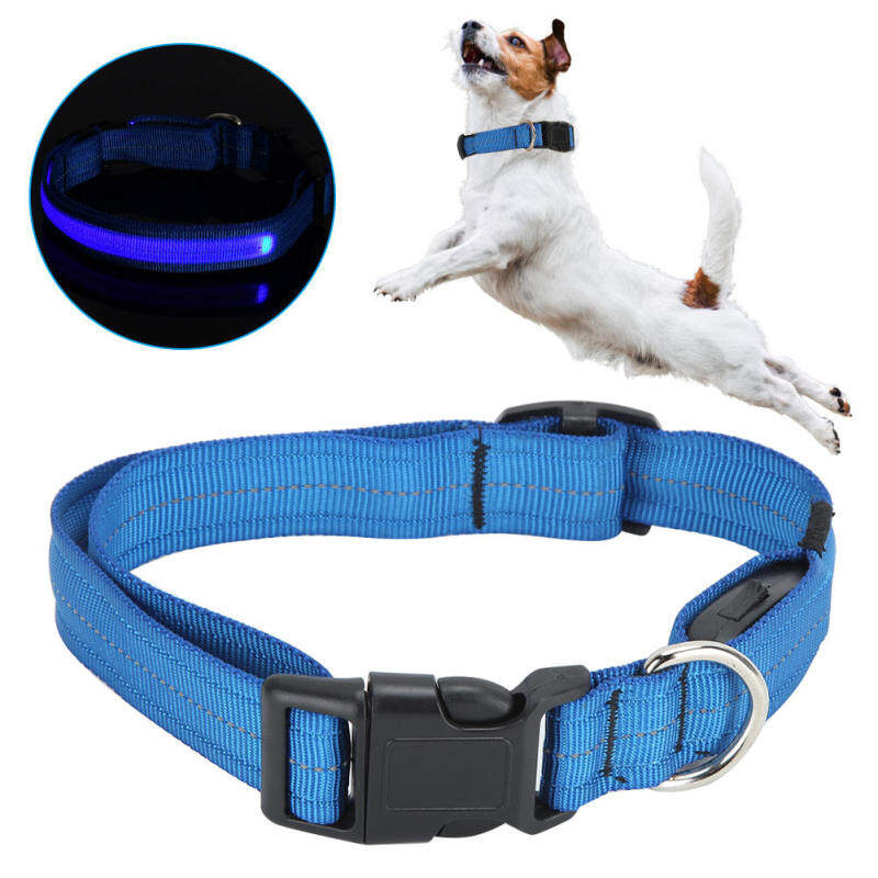 Maelivi LED Pet Phát Sáng Có Thể Điều Chỉnh An Toàn Ban Đêm Chống Mất Cổ Áo Sạc USB Cho Mèo Chó Nhỏ L Màu Xanh