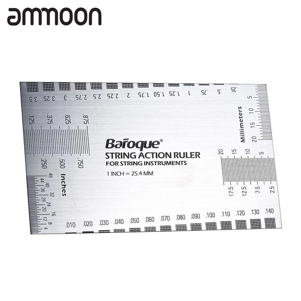 String Action Ruler Gauge Tool in/mm for Guitar Bass Mandolin Banjo
