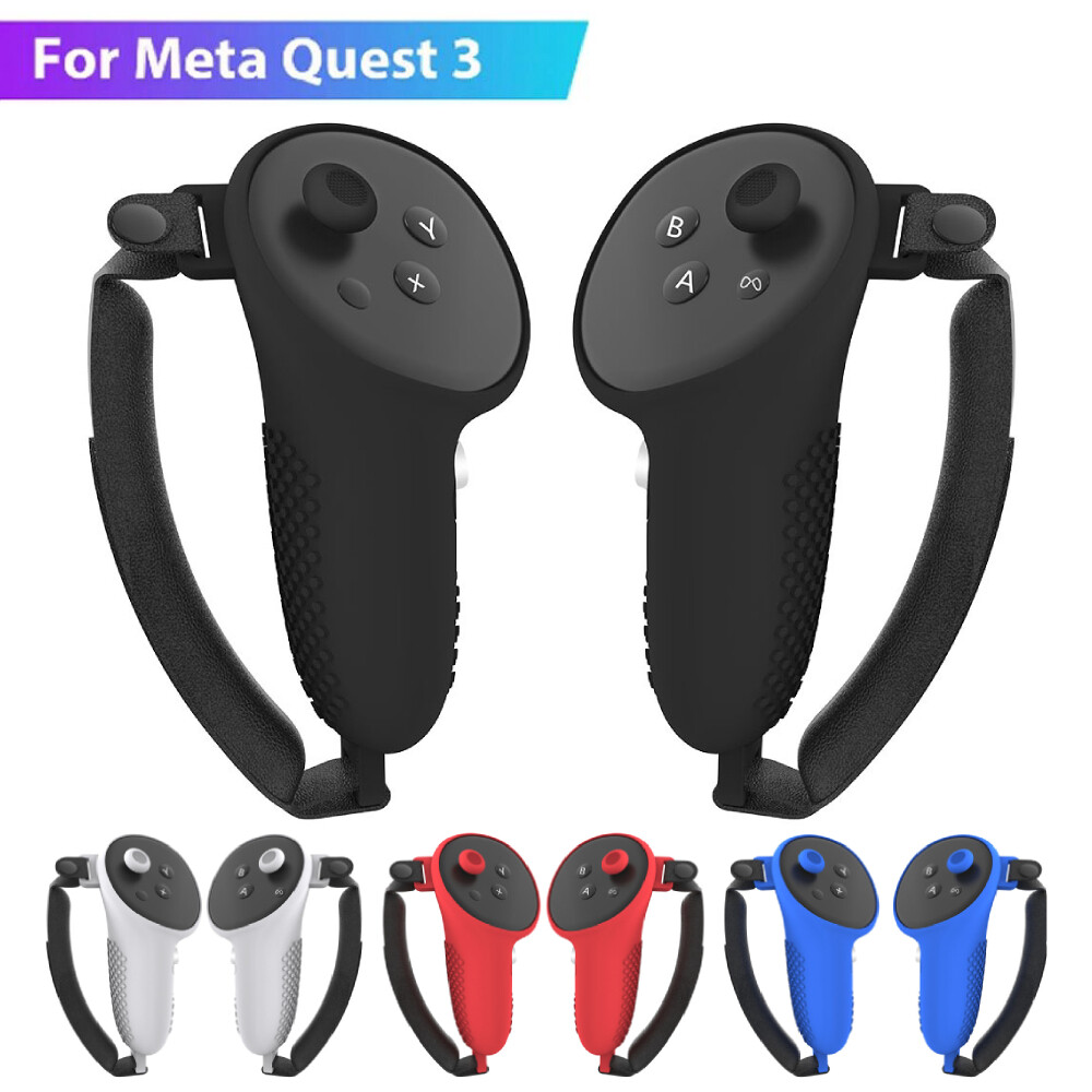 For Meta Quest 3 VR Controller Silicone Protection Cover Handle Protective Case with Straps for Meta Quest 3 Accessories