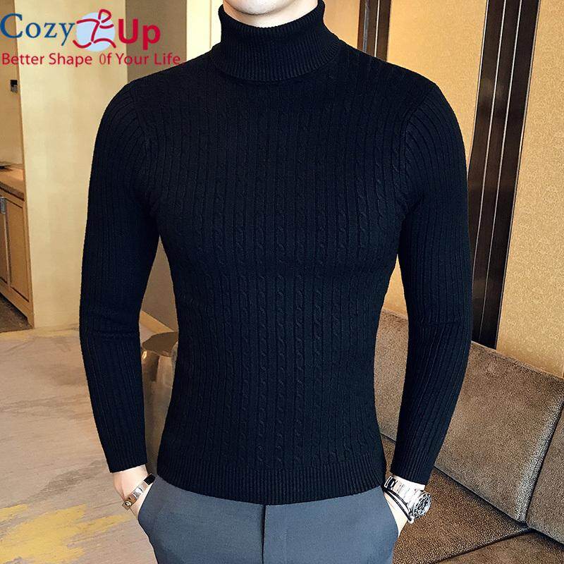 Cozy Up New Autumn Men Casual Sweater Turtle Neck Sweater Men Striped Slim Fit Knitting Sweaters And Pullovers Men Knitwear Male