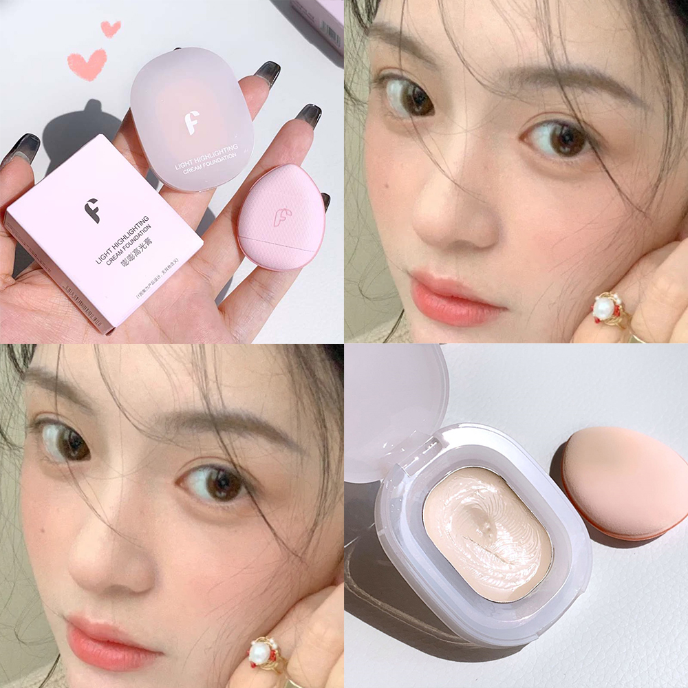 4 Colors Contouring Highlighter Cream with Powder Puff Pearlescent 3D Face Illuminator High Gloss Makeup Cosmetics