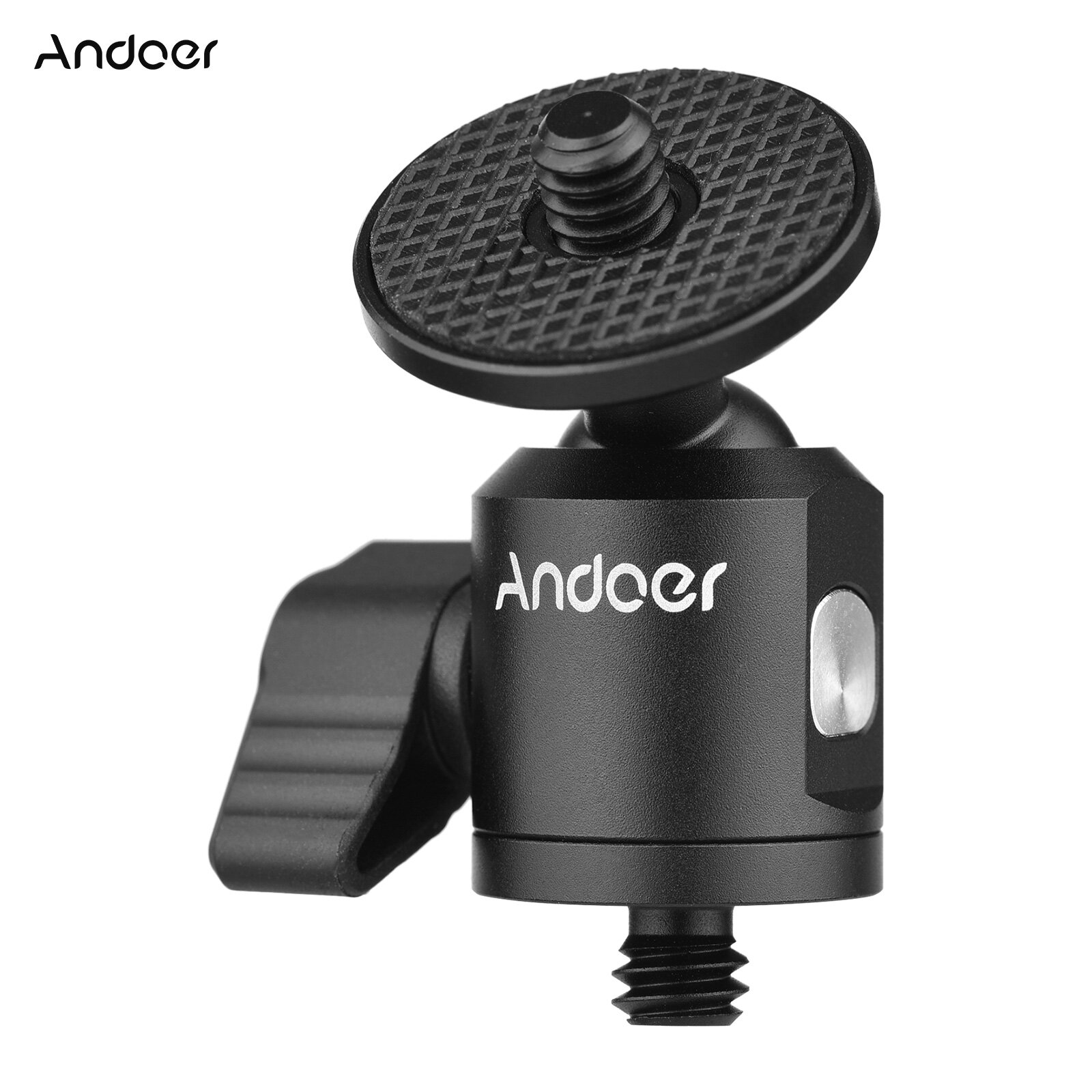 Andoer Mini Ballhead Adapter Camera Tripod Ball Head Mount Alumnum Alloy 1/4 Inch Screw Connector with Bottom 1/4 Inch Screw Hole