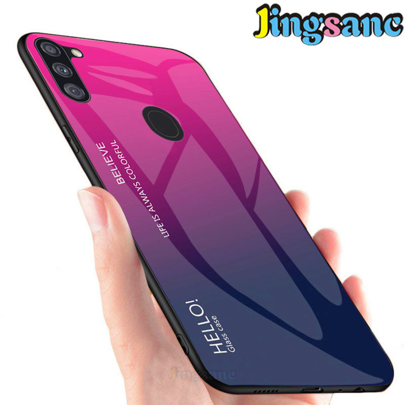 Jingsanc For Samsung Galaxy A11/M11/M51/A21S Phone Case Gradient Glass Colorful Soft TPU Edge Casing Cover