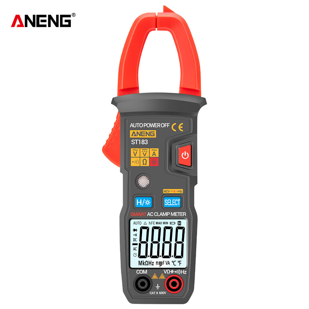 ANENG ST183 6000 Counts Digital AC Current Clamp Meter 600A Automatic Range Multimeter with Backlight Voltage Meter Clamp Gauge NCV Test Clamp Ammeter Universal Meter Tester Measuring Capacitance / AC Current / AC/DC Voltage / Resistance / Frequency