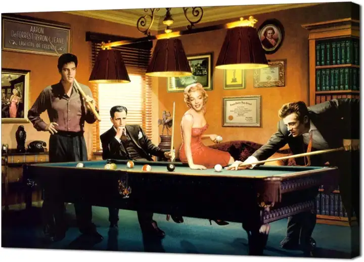 James Dean Elvis Marilyn Monroe Billiards Snooker Wall Art Picture