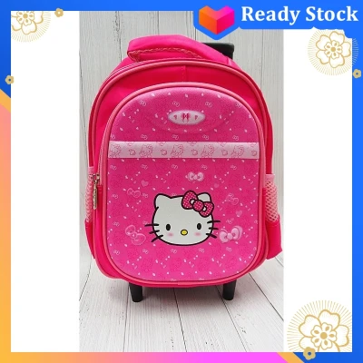 [Ready Stock] 12'' Cartoon Trolley School Backpack Kids Trolley Bag