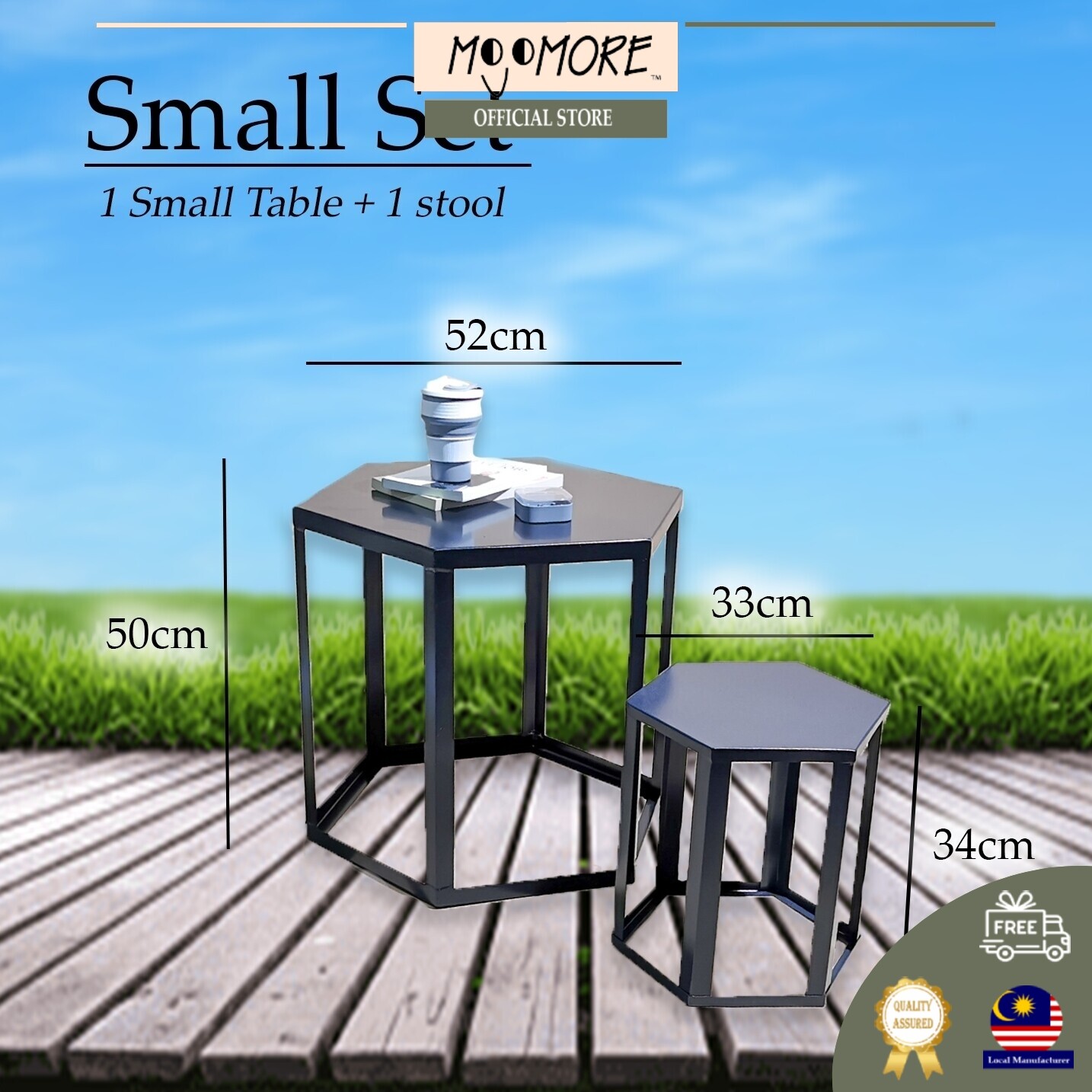 MOJOMORE® Outdoor Metal Coffee Table, Ikea Nordic Style Side Table