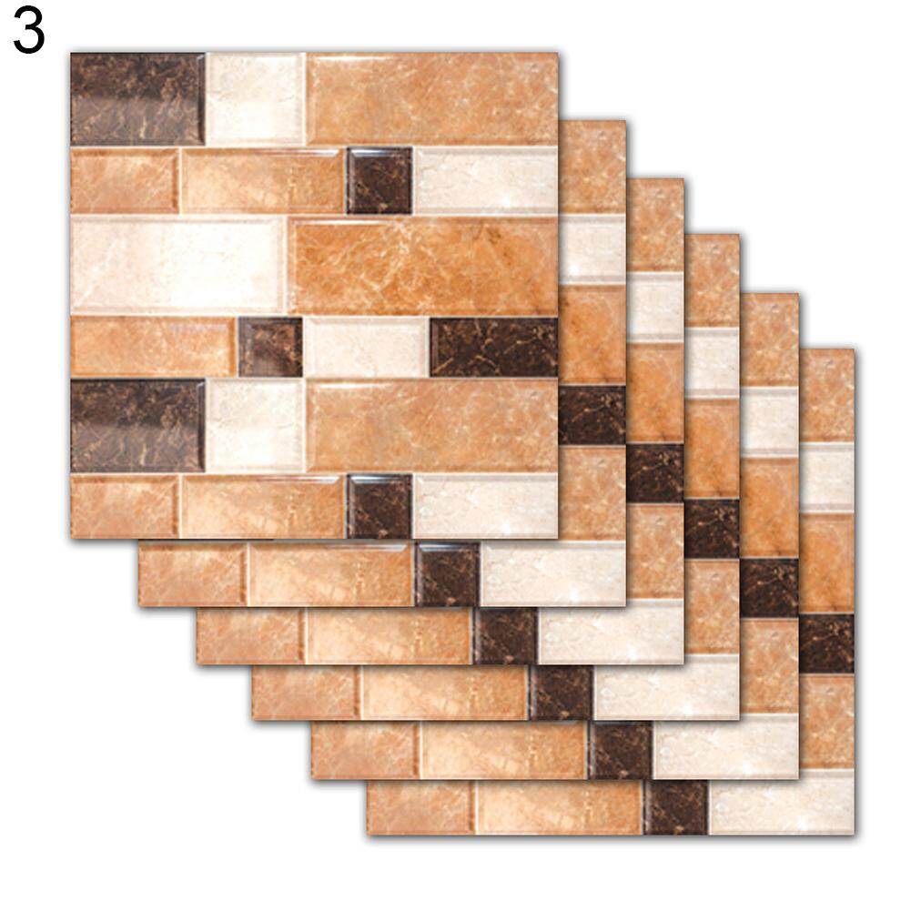 Sunnyheart 6Pcs European Style Waterproof Tile Stickers Kitchen Bathroom Floor Wall Decor