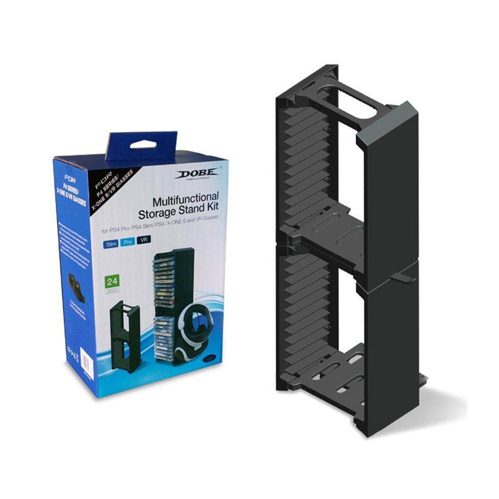 Qnstar Penyimpanan Serbaguna Kit Dudukan Permainan Disc Wadah Kotak Sekering Host Bracket untuk PS4 Pro/PS4 Slim/PS4/X-Kotak S dan Kacamata VR